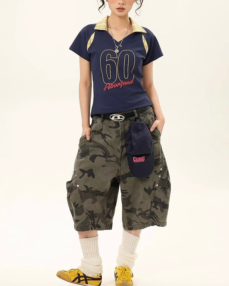 레트로 패치워크 반팔 (여성용)