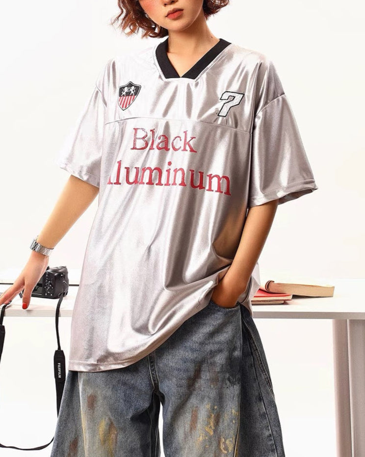 V領拼接運動短袖