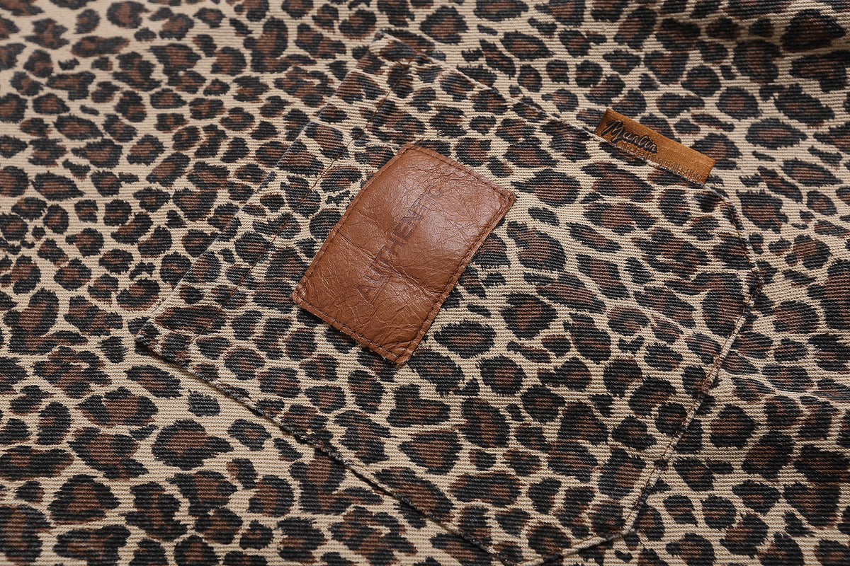 American retro leopard print short-sleeved shirt
