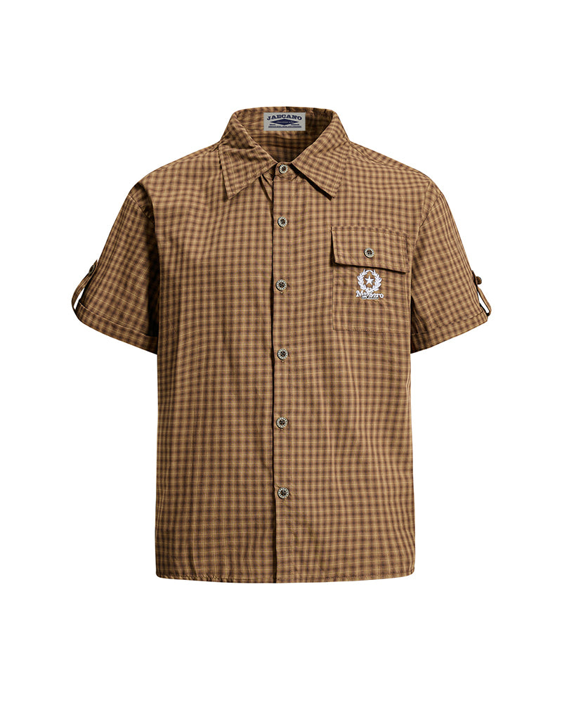Retro embroidered short-sleeved shirt