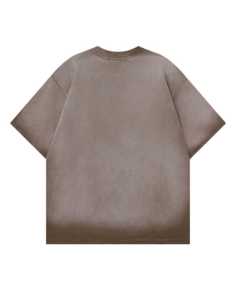 물감 튀김 무늬가 있는 빈티지 스타일의 반팔 셔츠