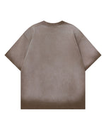 물감 튀김 무늬가 있는 빈티지 스타일의 반팔 셔츠