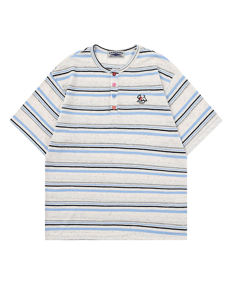 Retro striped short-sleeved shirt