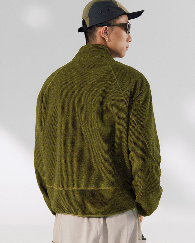 Stand Collar Zip-Up Sweatshirt Jacket