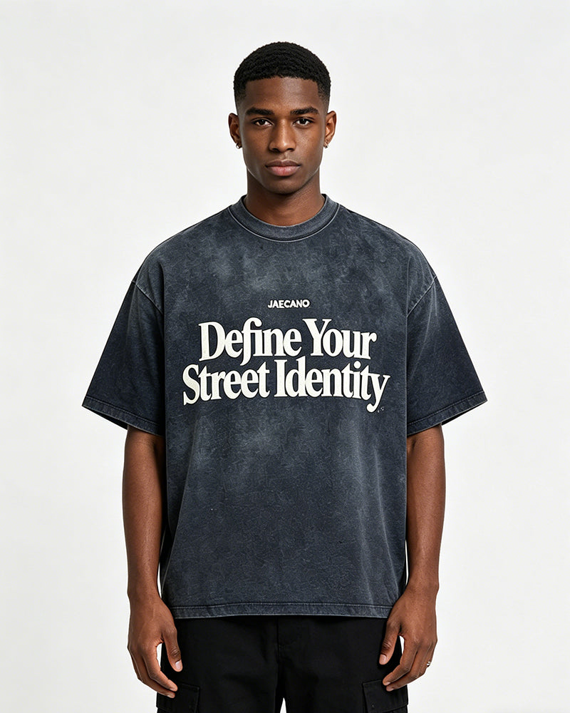 復古做舊印花短袖