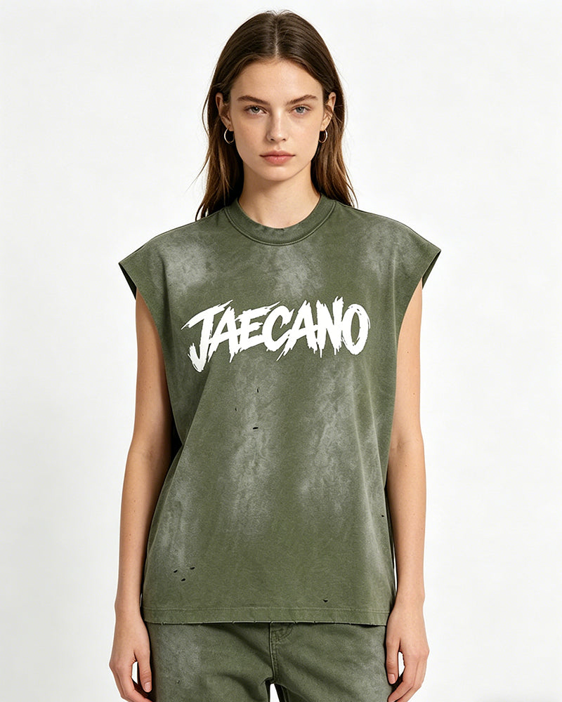 復古做舊無袖T恤