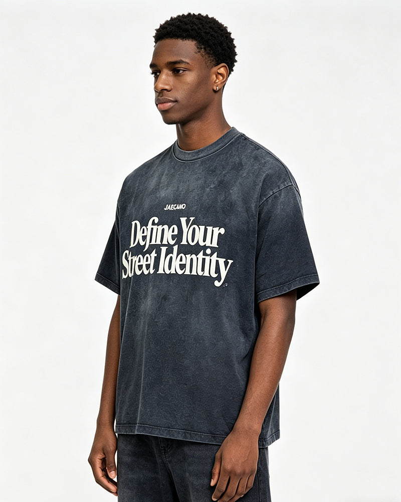 復古做舊印花短袖