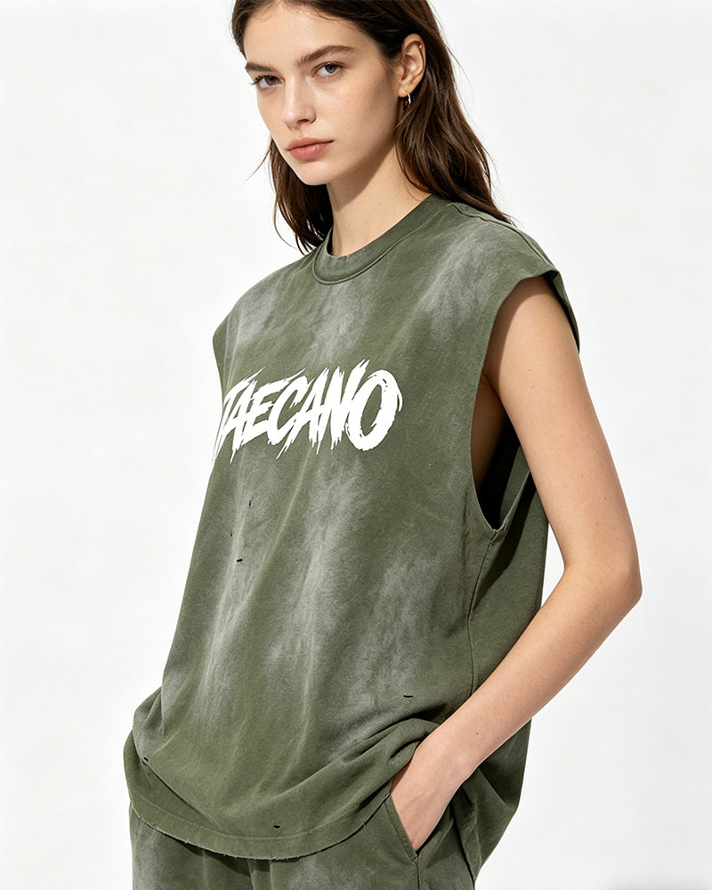 復古做舊無袖T恤