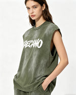 復古做舊無袖T恤