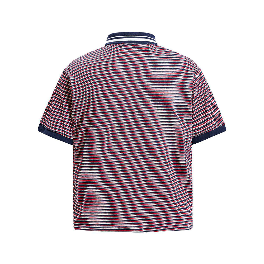 復古撞色條紋短袖