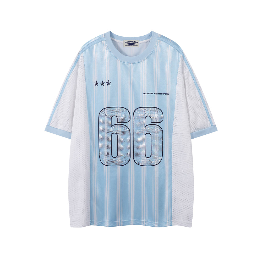 세로 스트라이프 프린트 반팔