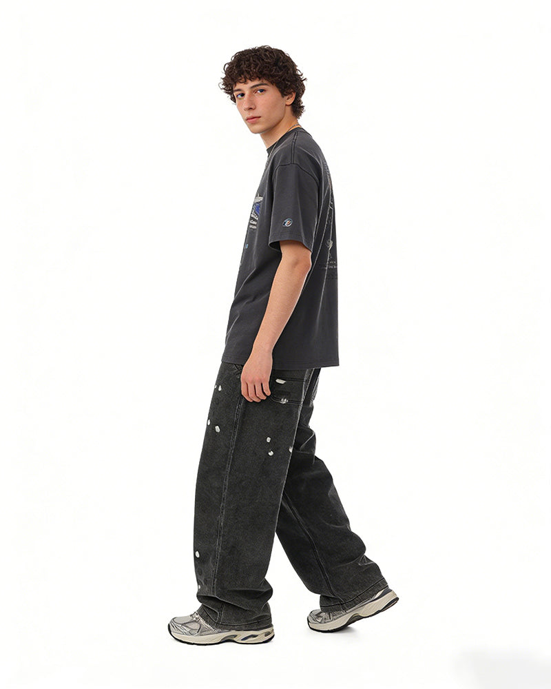 Dip-dye Ink Splatter Wide-leg Trousers