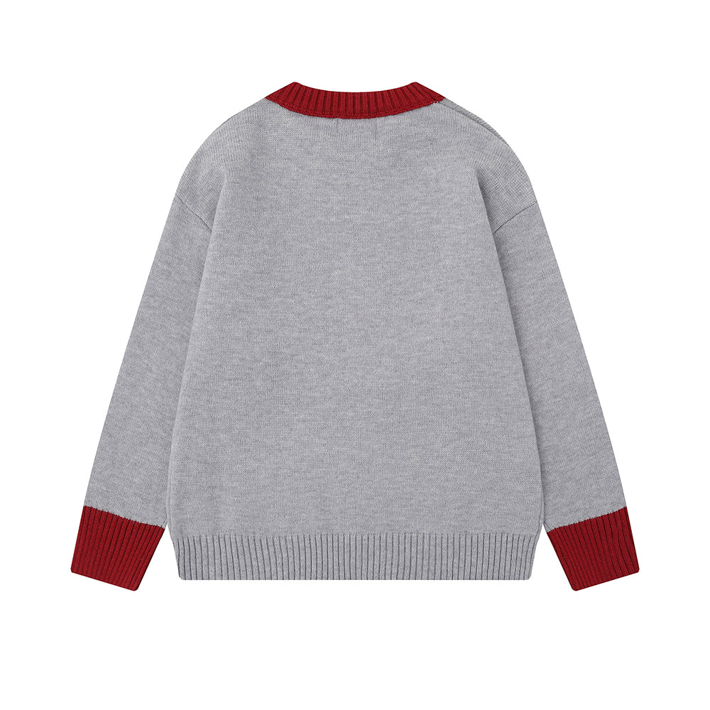 Contrast Butterfly Pullover Sweater