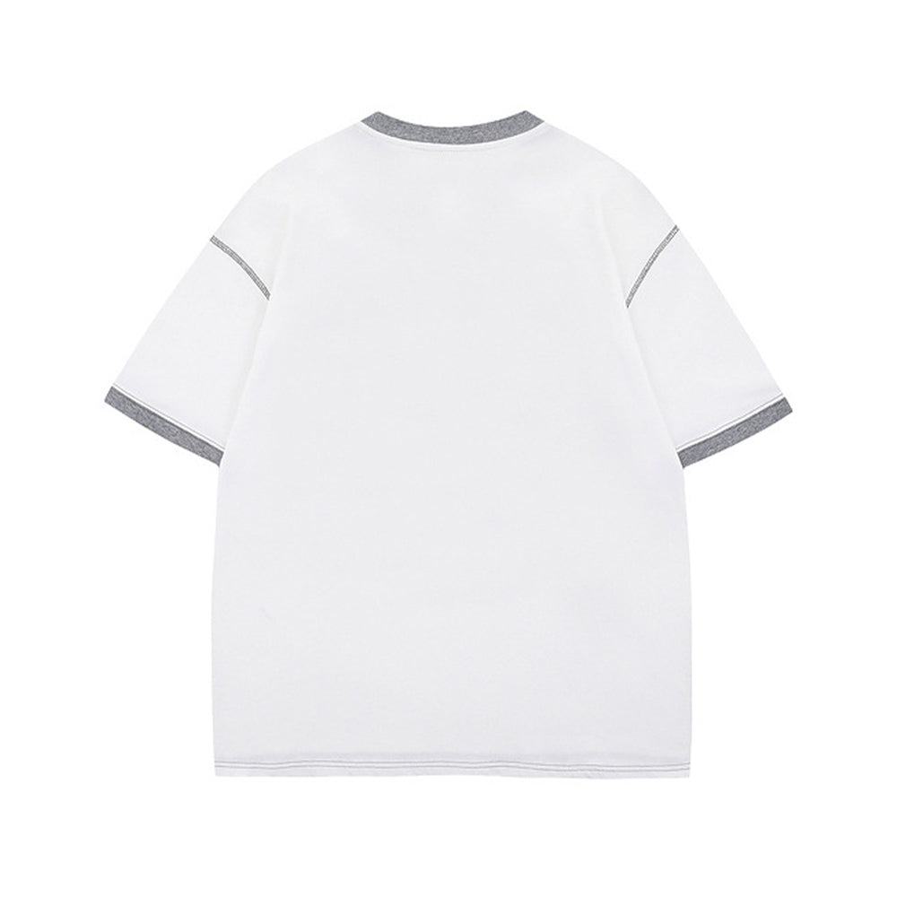 레트로 콘트라스트 반소매