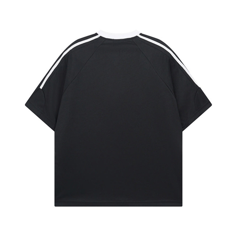 Retro striped contrast short sleeves