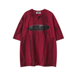 Tie-dye embroidered short sleeves