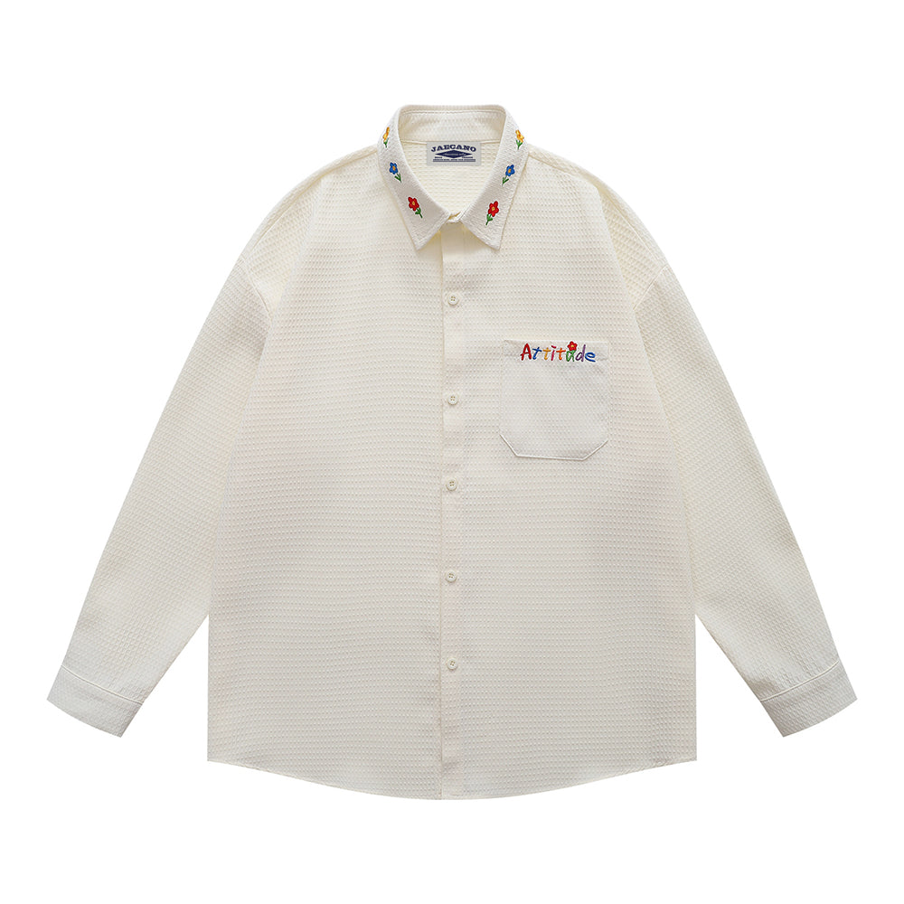 Simple embroidered long-sleeved shirt