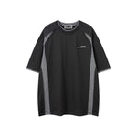 대조적인 컬러 스티칭 짧은 소매