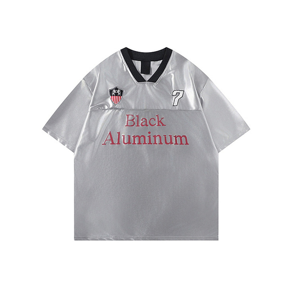 V領拼接運動短袖