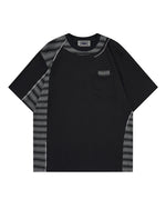 Irregular Color-Block Stripe Short-Sleeve Top