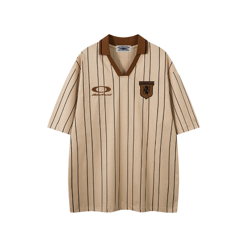 레트로 대비 스트라이프 반소매