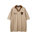 레트로 대비 스트라이프 반소매