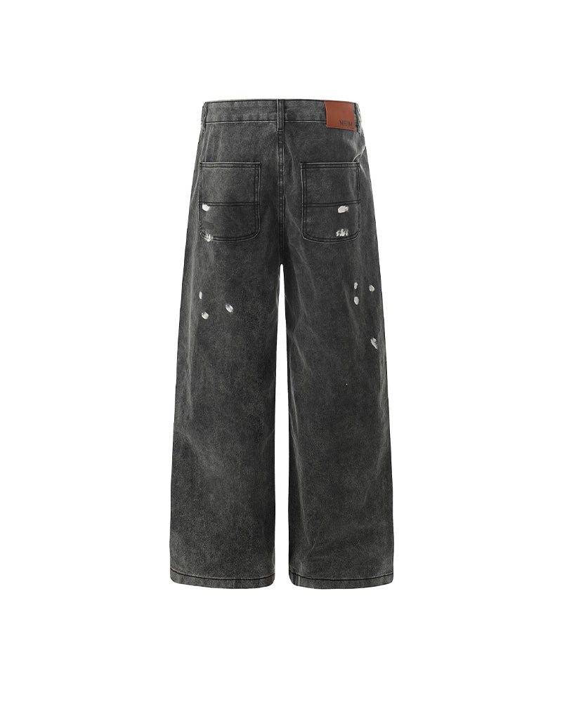 Dip-dye Ink Splatter Wide-leg Trousers