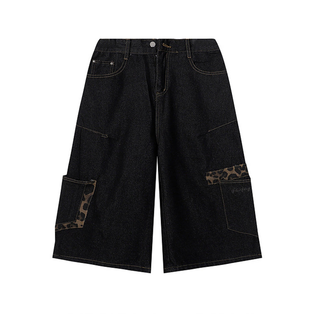 Panelled cargo cropped jeans