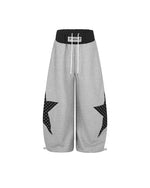 Contrast color patchwork casual pants