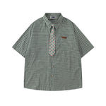 簡約格紋短袖襯衫