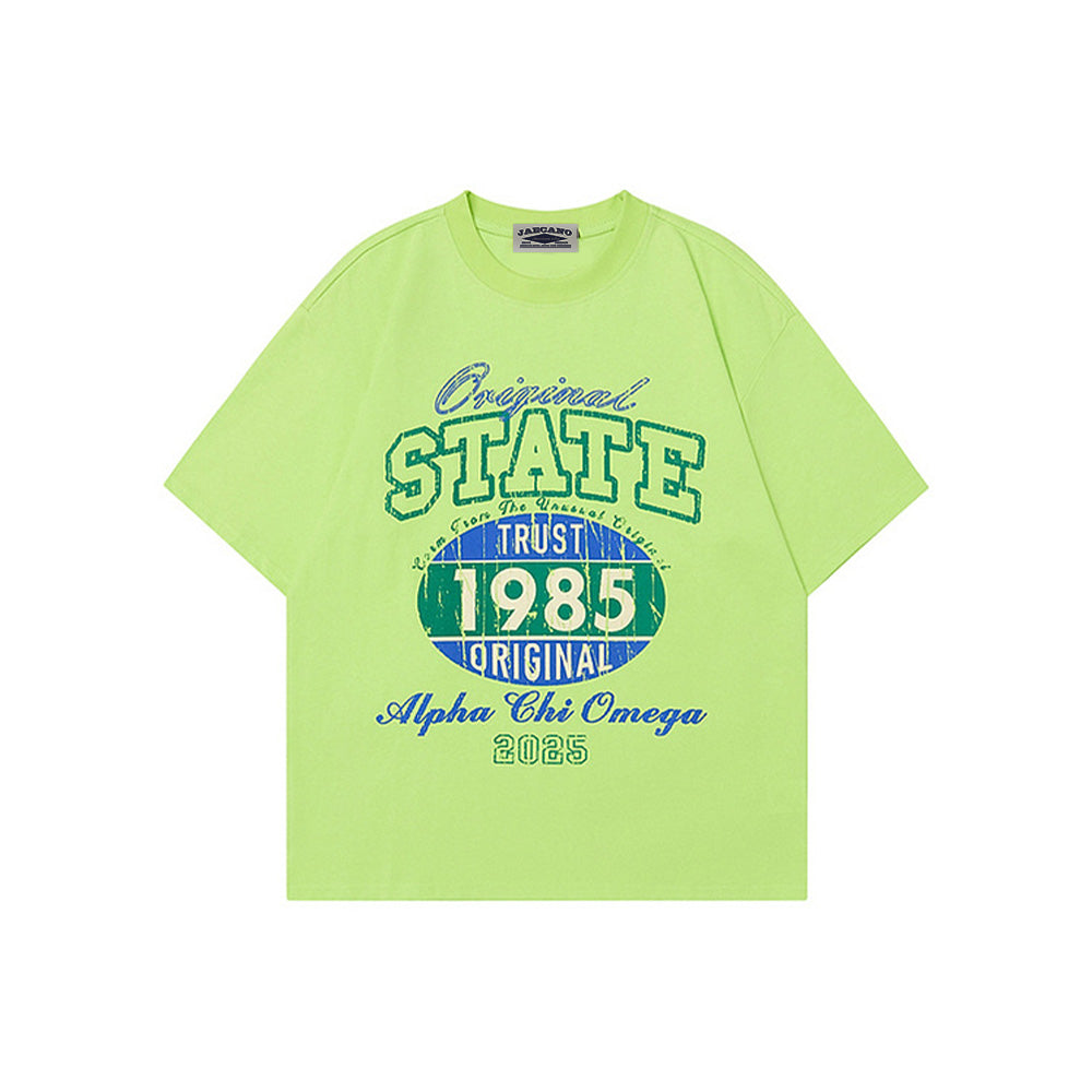 레트로 레터 프린트 반소매