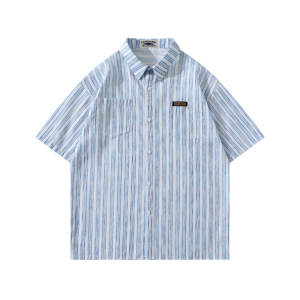 Striped short-sleeved shirt