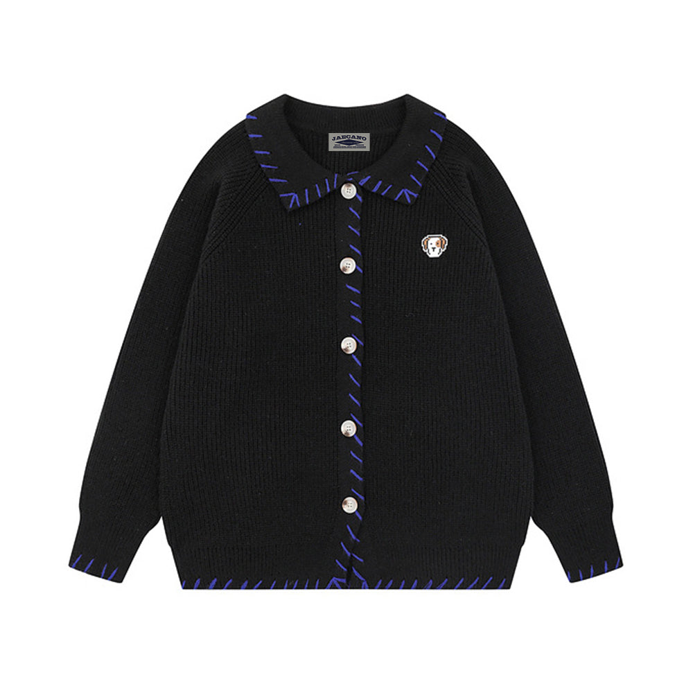 Simple contrast color sweater jacket