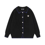 Simple contrast color sweater jacket