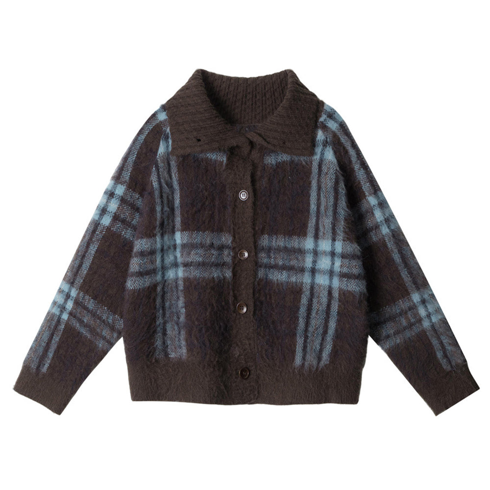 Plaid lapel short jacket