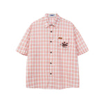 Plaid embroidered short-sleeved shirt