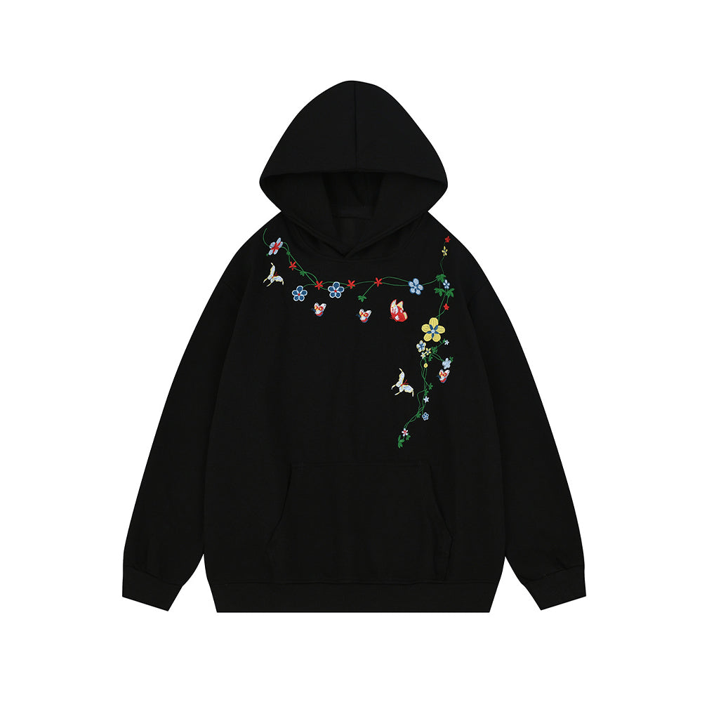 Floral embroidered sweatshirt hoodie