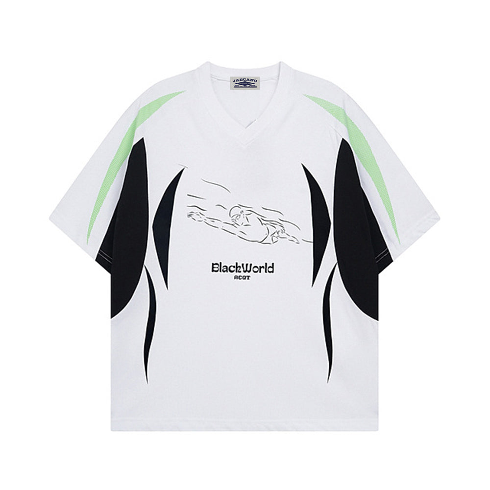 레트로 콘트라스트 반소매