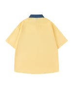 Contrast color stitching cute short sleeve shirt