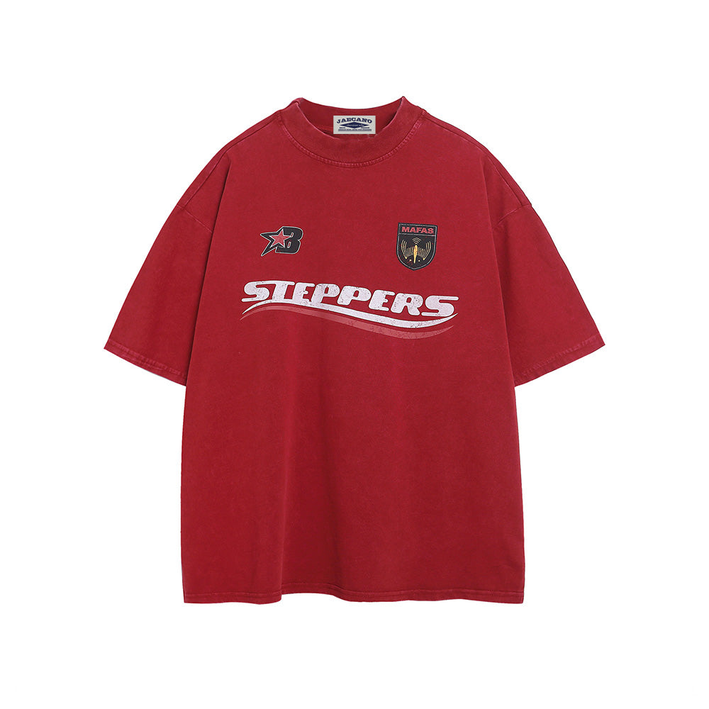 Lettering print crew neck short sleeves