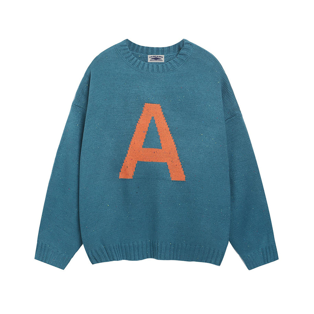 慵懶字母圓領毛衣