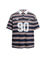 Color-blocked striped short-sleeved shirt