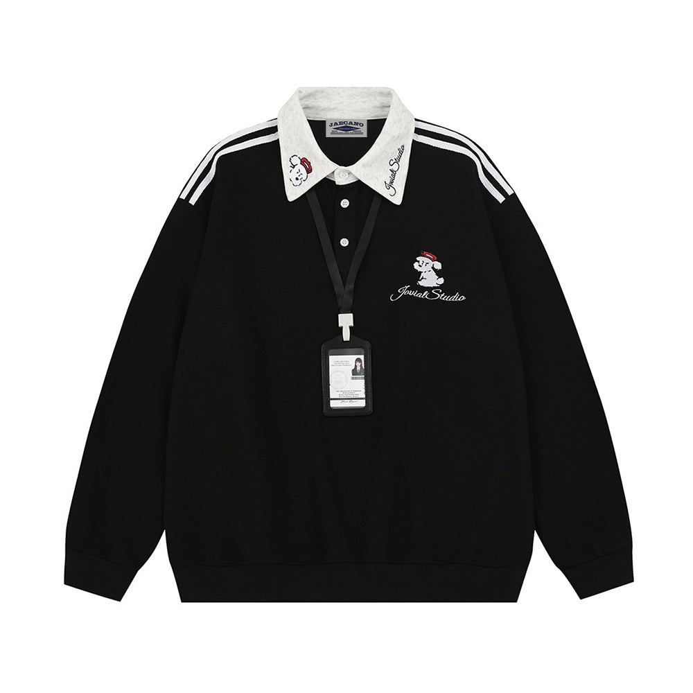 復古小狗刺綉衛衣