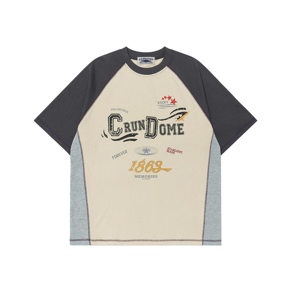 레트로 콘트라스트 컬러 블록 반팔