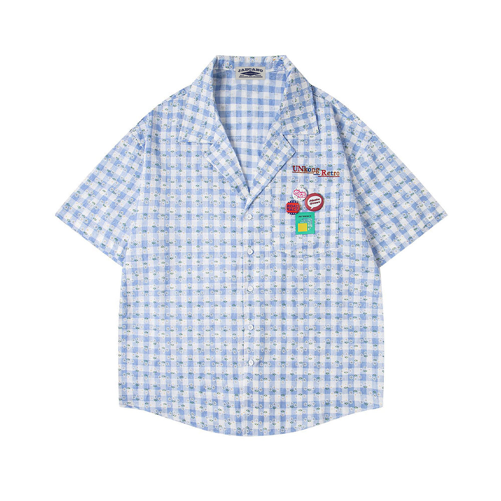 Badge Plaid Short Sleeve Shirt