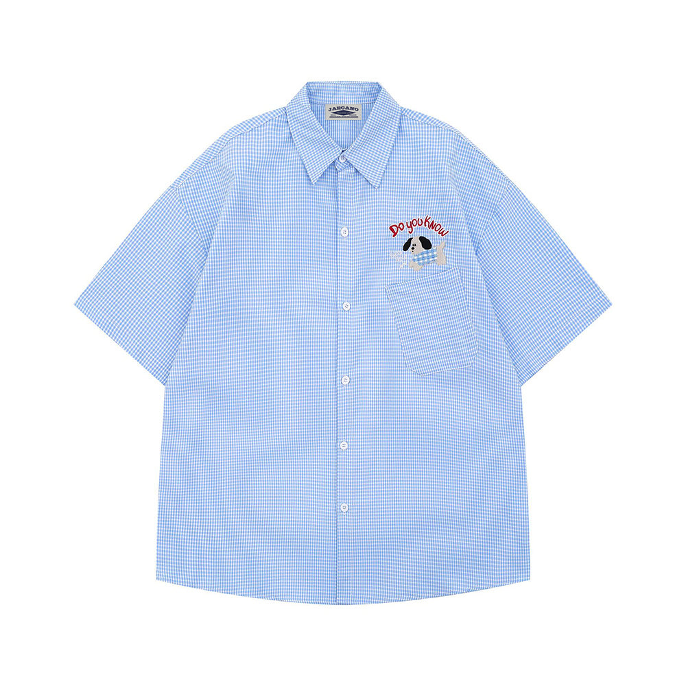 Cute embroidered short-sleeved shirt