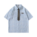 Striped Tie Short Sleeve Shirt