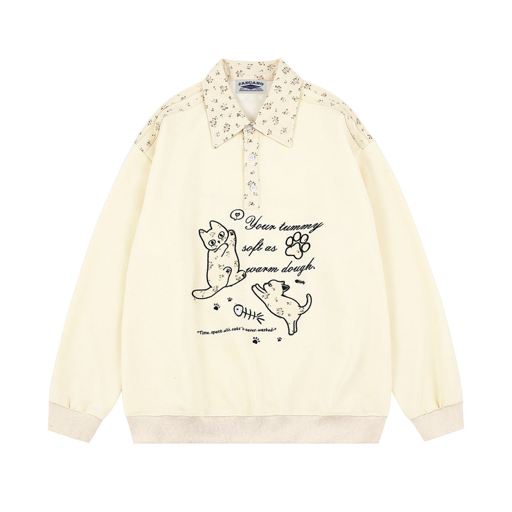 貓咪刺綉polo衛衣