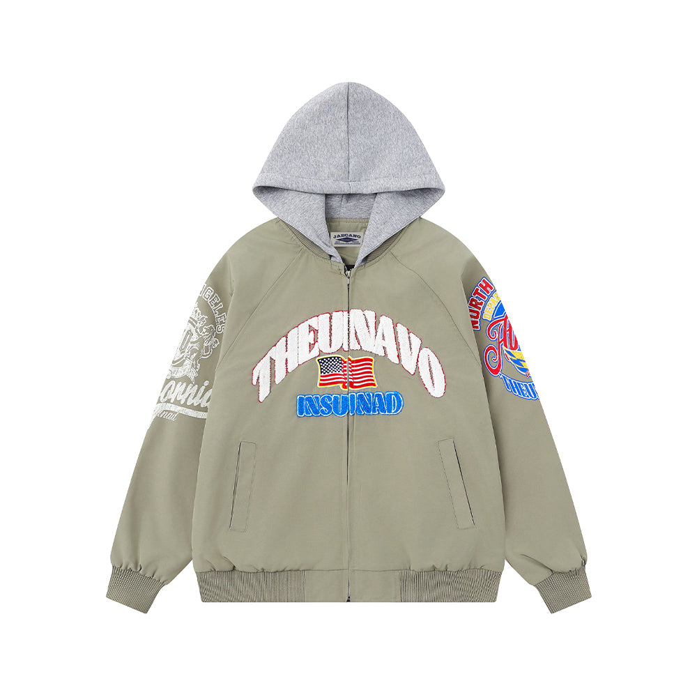 embroidered hooded jacket