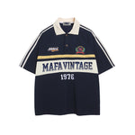 Contrast color lettering short sleeve shirt